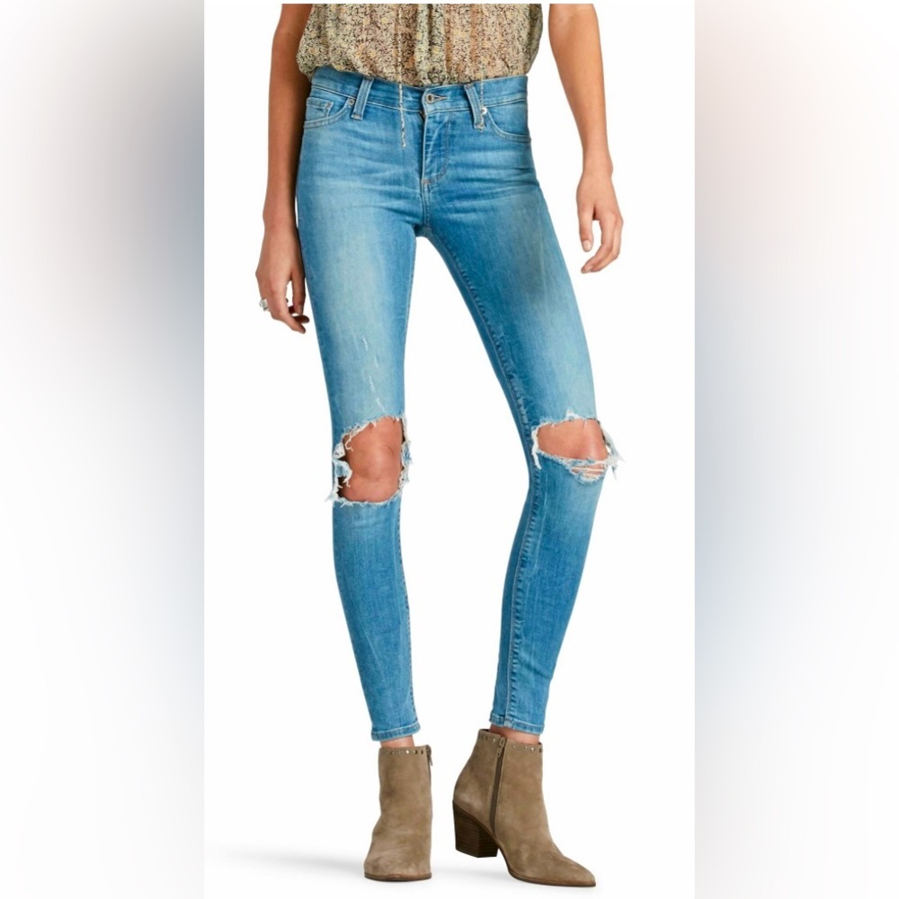 Lucky Brand Distressed and Rippes Brooke Legging Jean Orta Premium Size 10/30